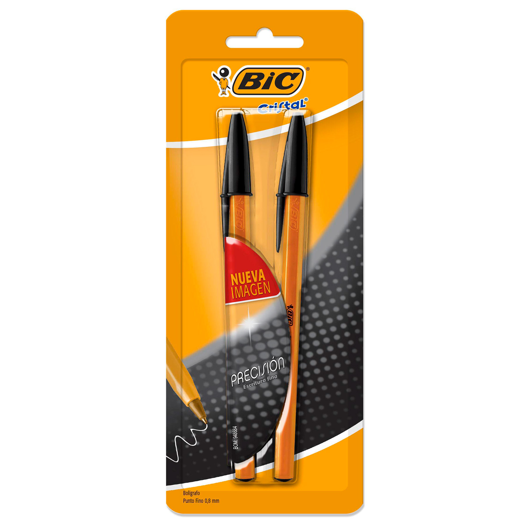 Bolígrafo Punto Fino 0.8 mm Bic Precisión Bl/2 Negro