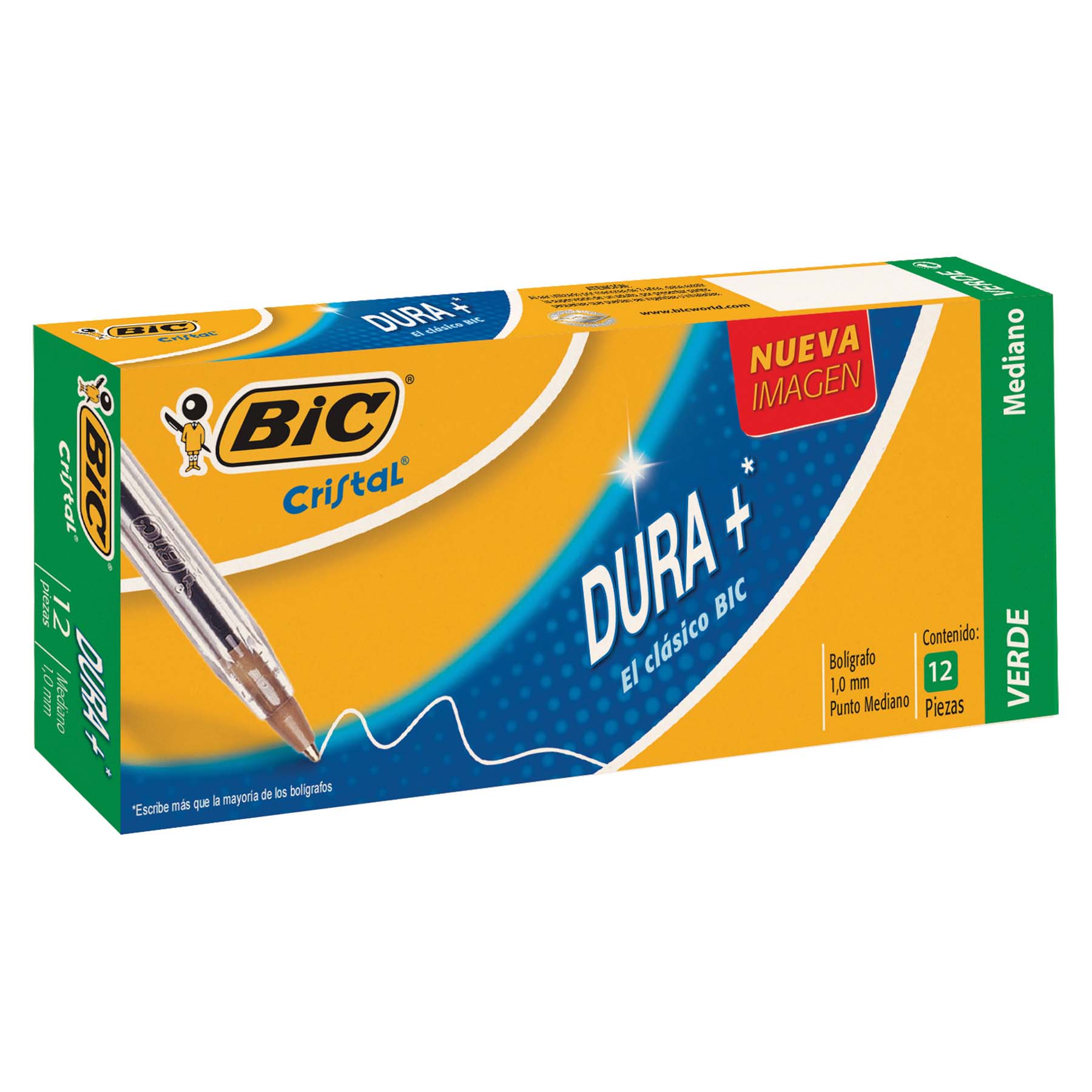 Bolígrafo Punto Mediano 1.0 mm Bic Dura+ Verde