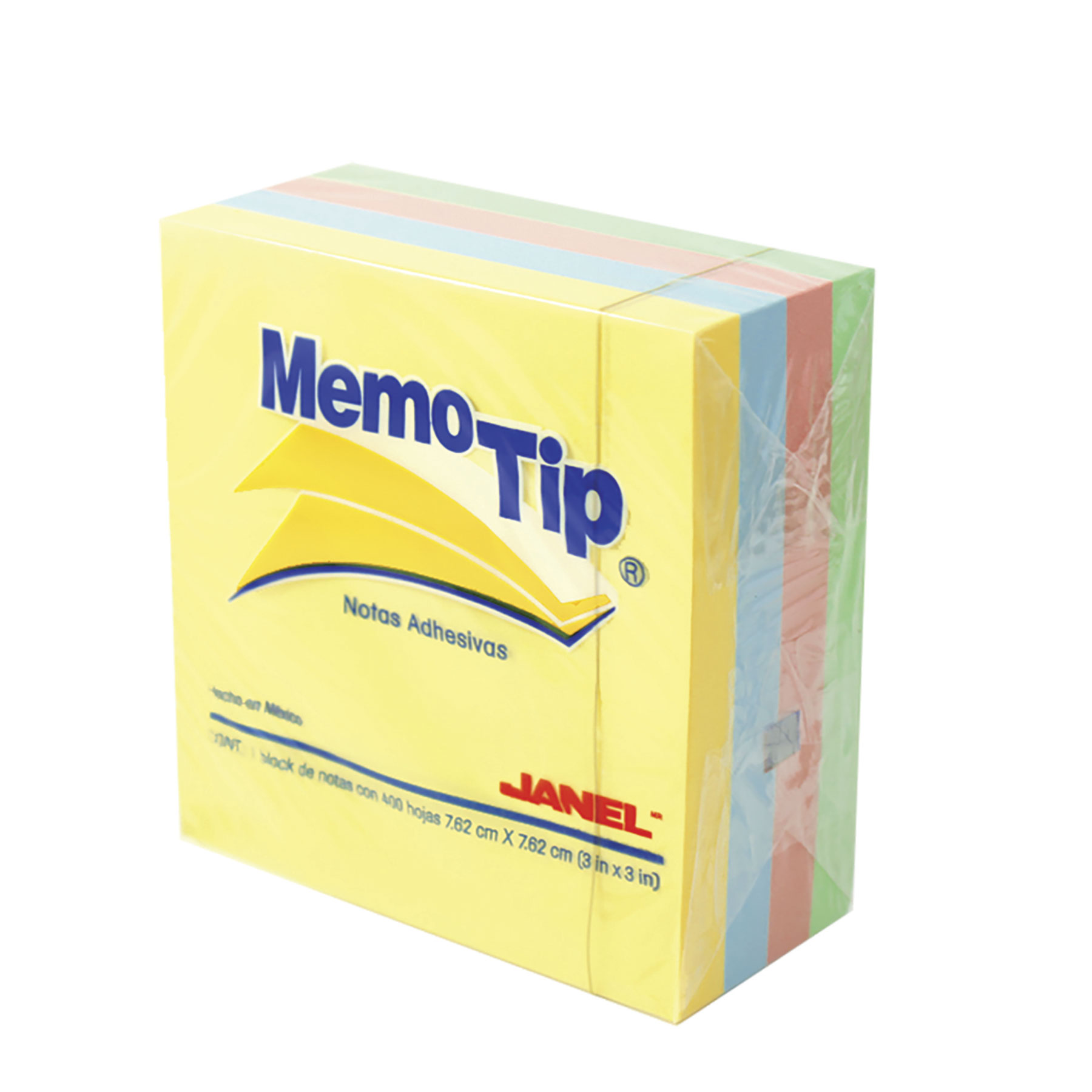 Cubo MemoTip Janel Pastel Surtido 7.6 x 7.6 cm C/400 h.