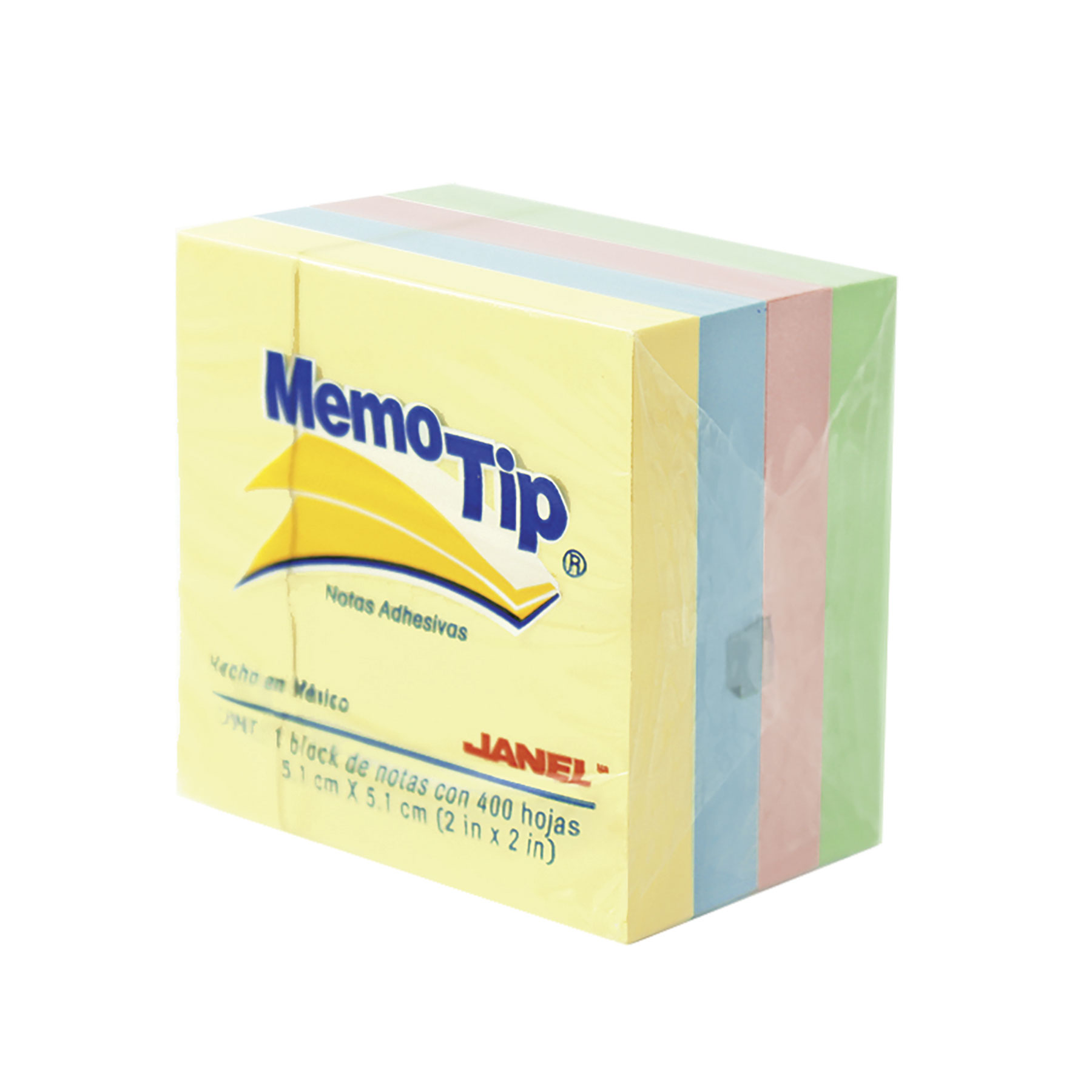 Mini Cubo MemoTip Janel Pastel 5.1 x 5.1 cm C/400 h.