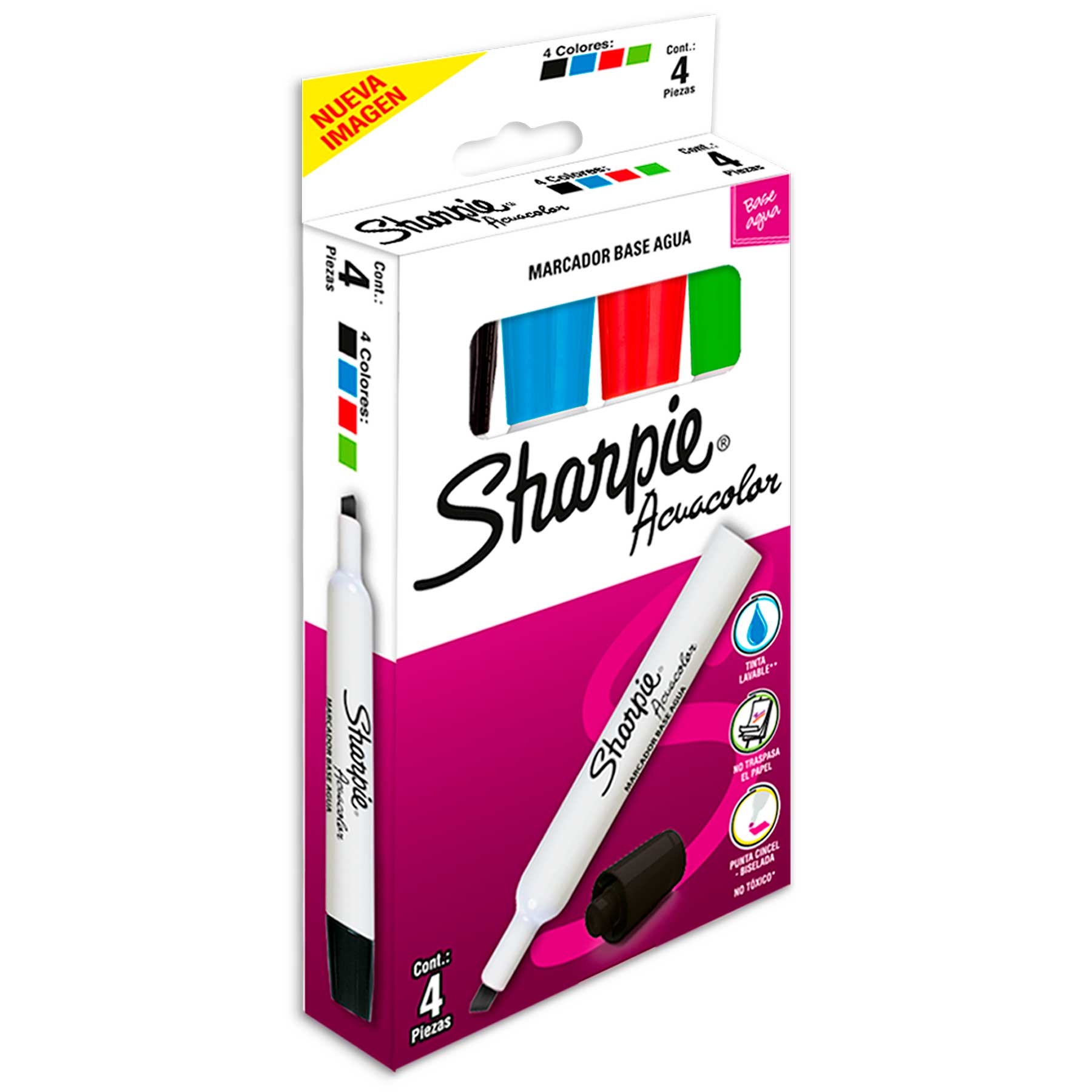 Marcador Acuacolor Sharpie Bl/4 Punta Cincel