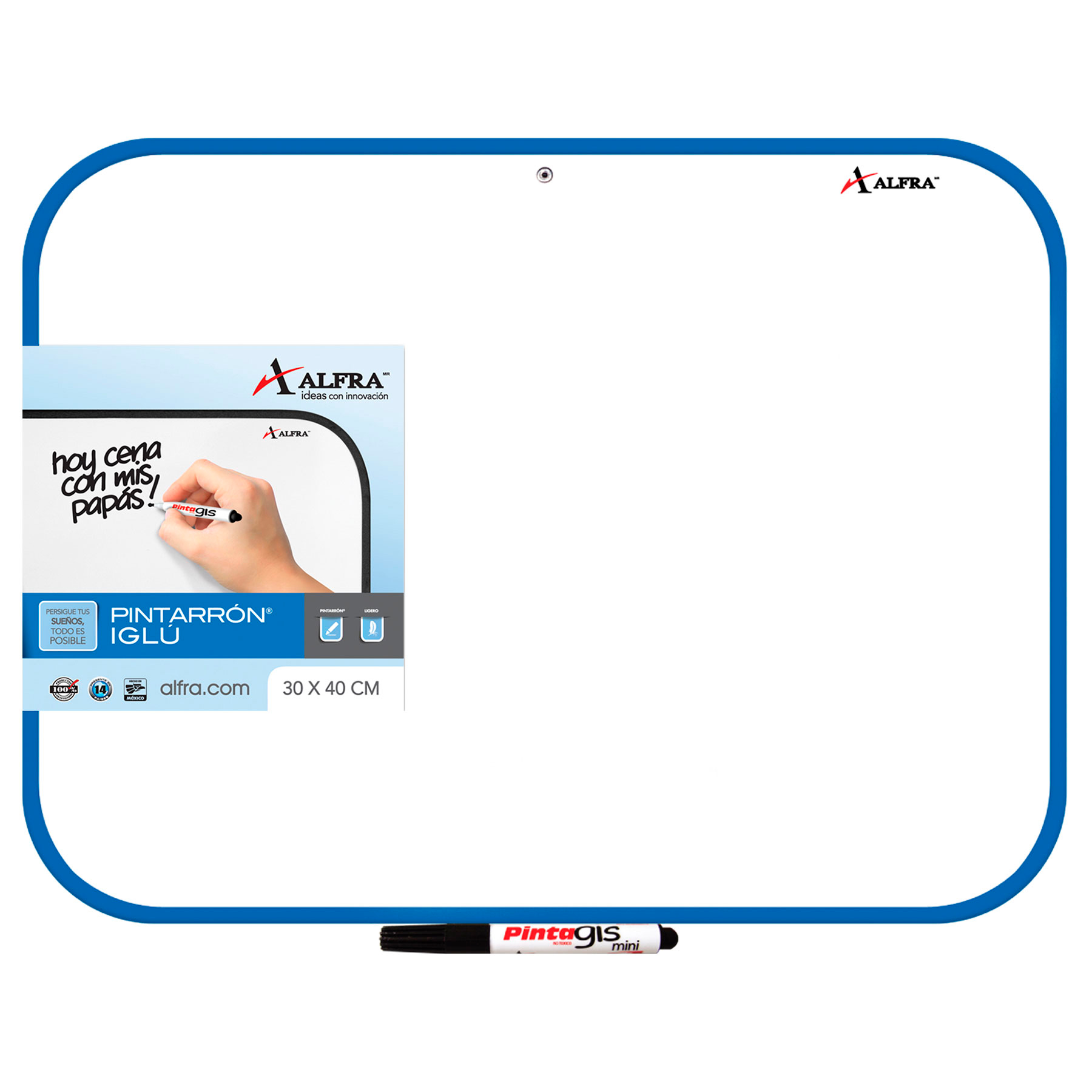 Pintarrón Blanco Melamina Alfra Iglú 30 x 40 cm.