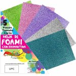 Foamy con Diamantina Confetti Carta C/5 Colores Pastel