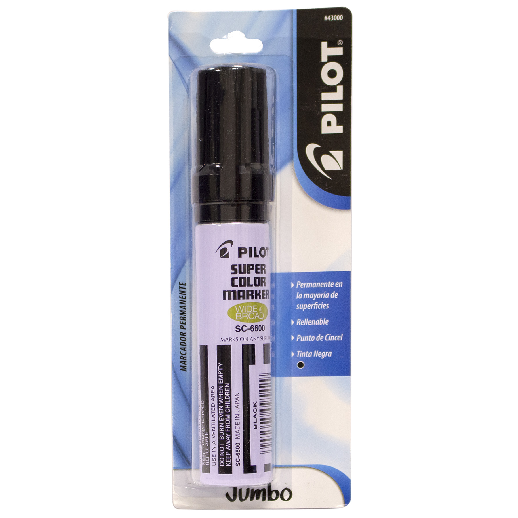 Marcador Permanente Pilot Jumbo Bl/1 Negro, Punta Cincel Gruesa 12.5 mm