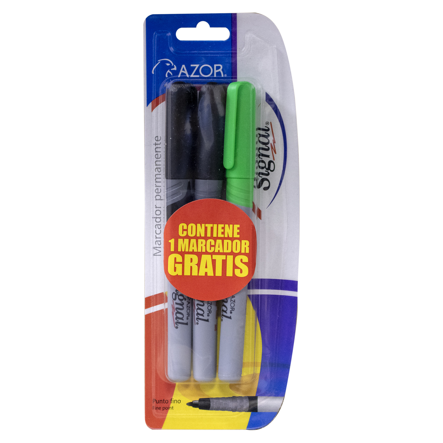 Marcador Permanente Azor Signal Bl/2 Negro, Punto Fino