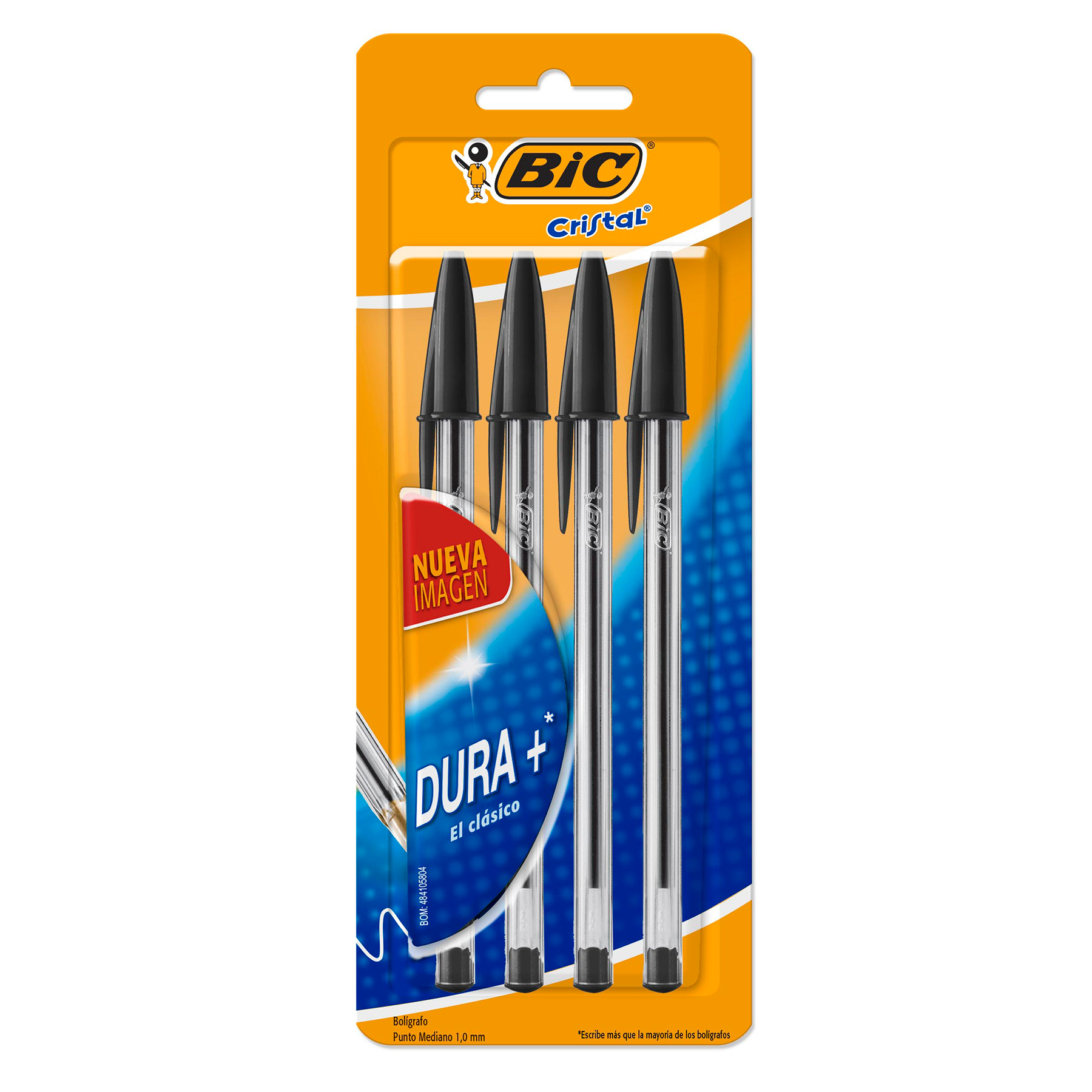 Bolígrafo Punto Mediano 1.0 mm Bic Dura+ Bl/4 Negro