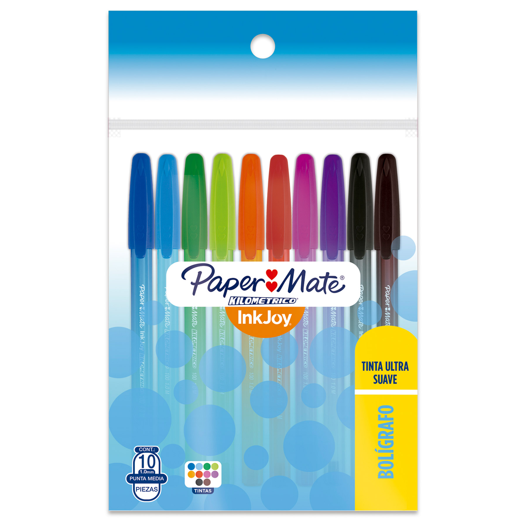 Bolígrafo Punto Mediano 1.0 mm Paper Mate Kilometrico 100 Bl/10