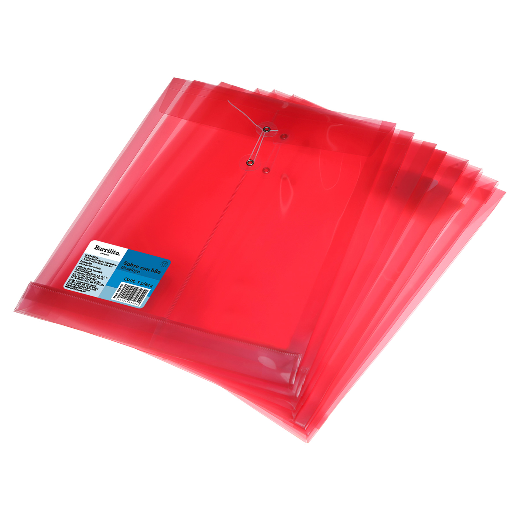 Sobre Protector C/Rondana Barrilito Oficio Vertical Rojo Sólido