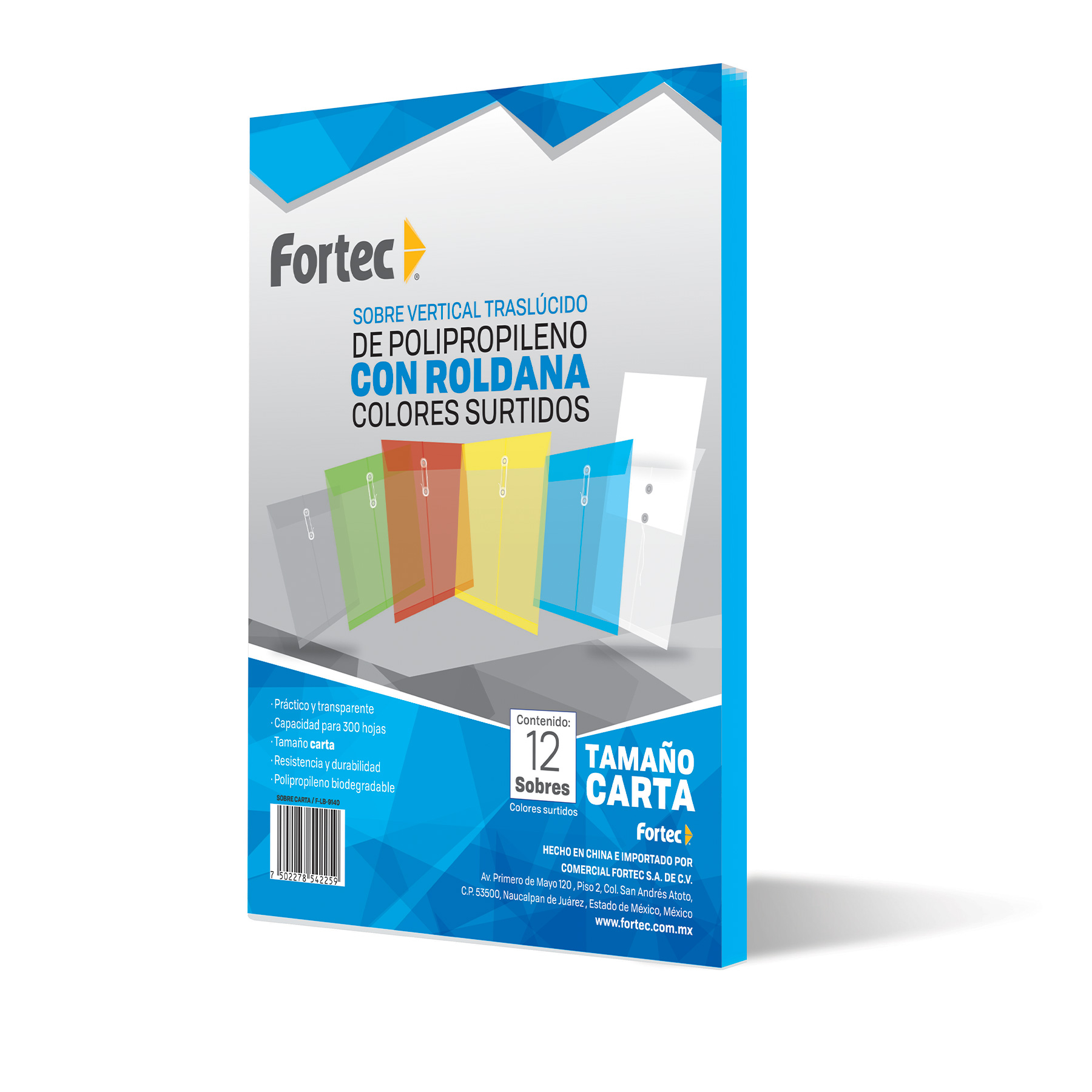 Sobre Protector con Rondana Fortec Carta Vertical Azul