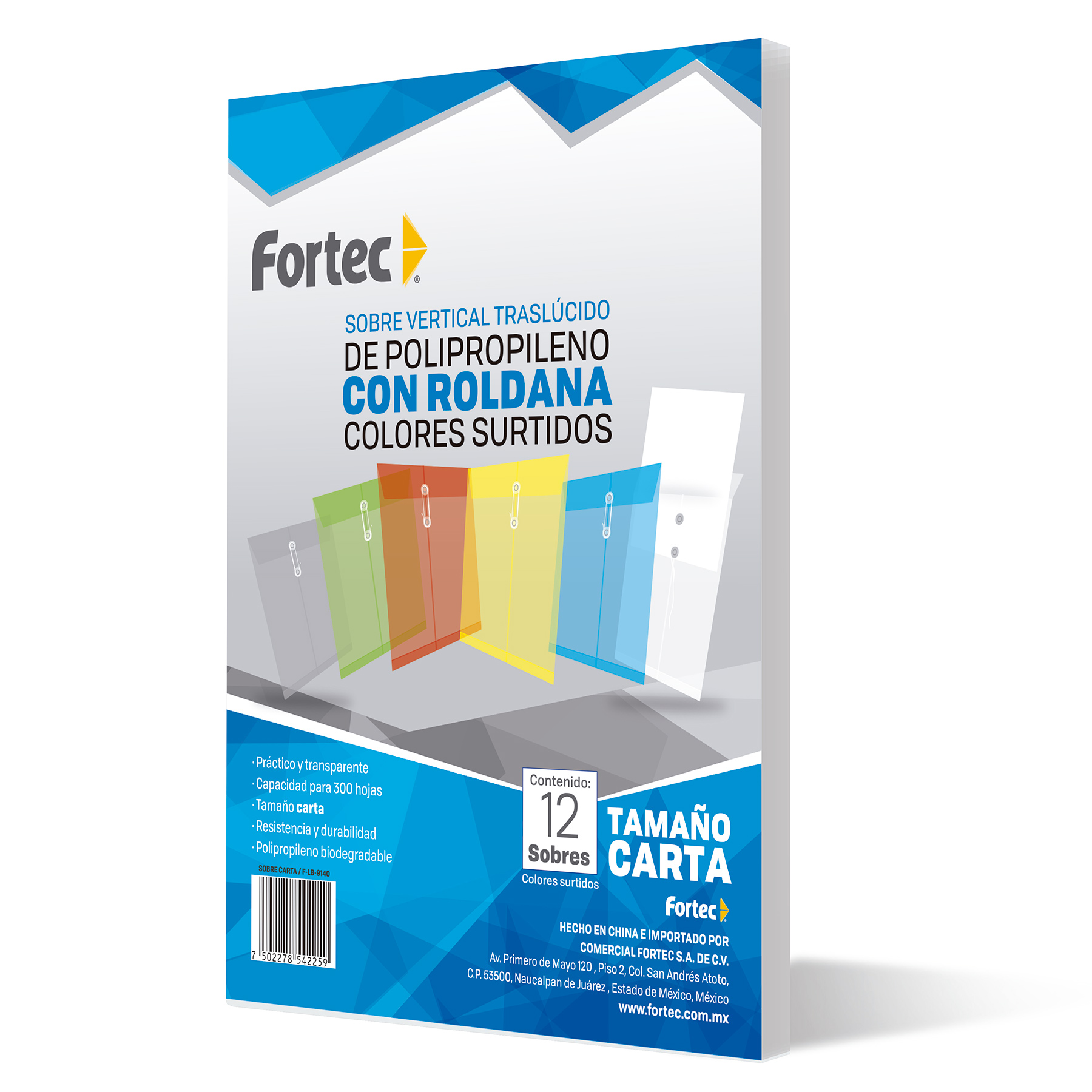 Sobre Protector con Rondana Fortec Carta Vertical Translúcido