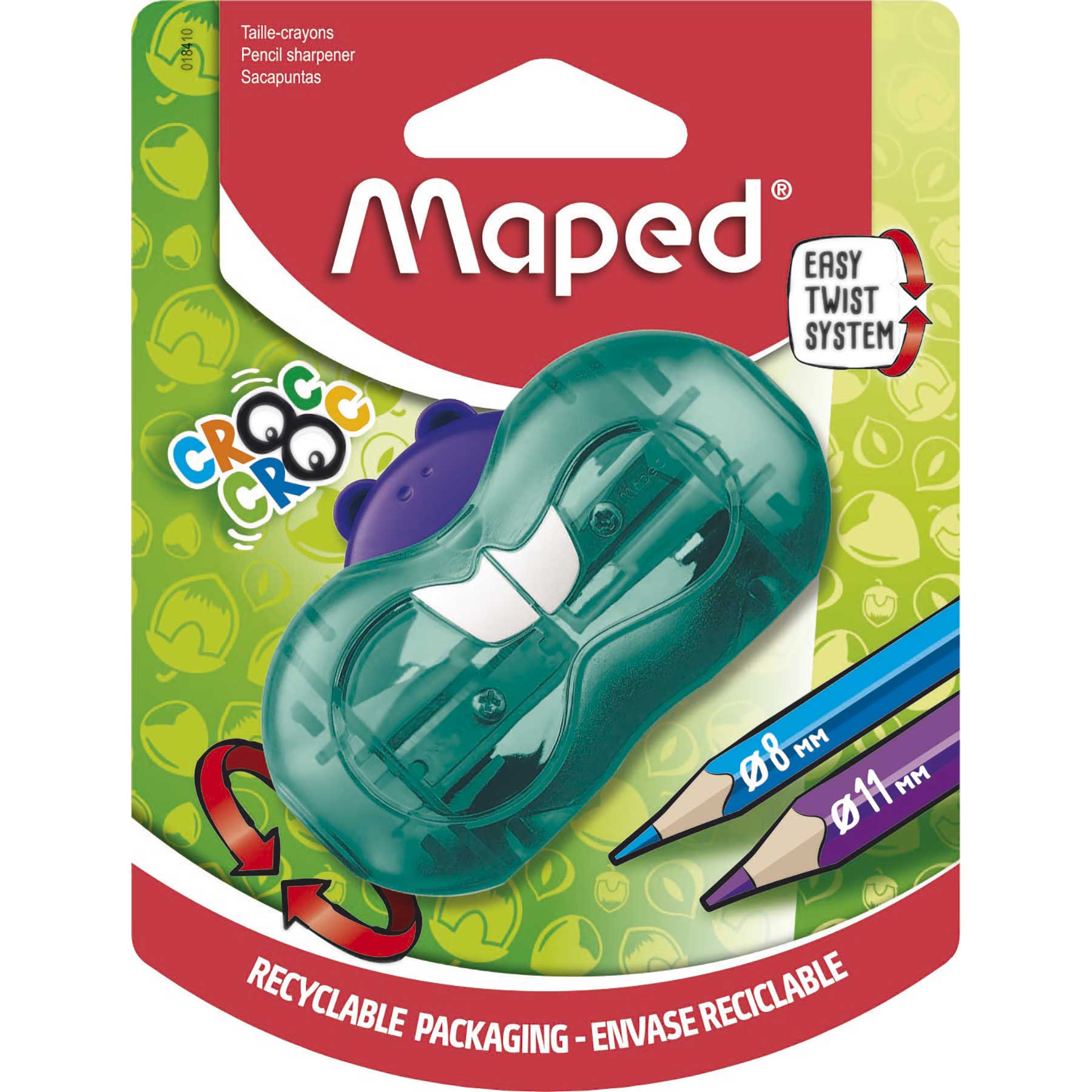 Sacapuntas con Depósito Maped Croc Croc Castor 2 Orificios Bl/1