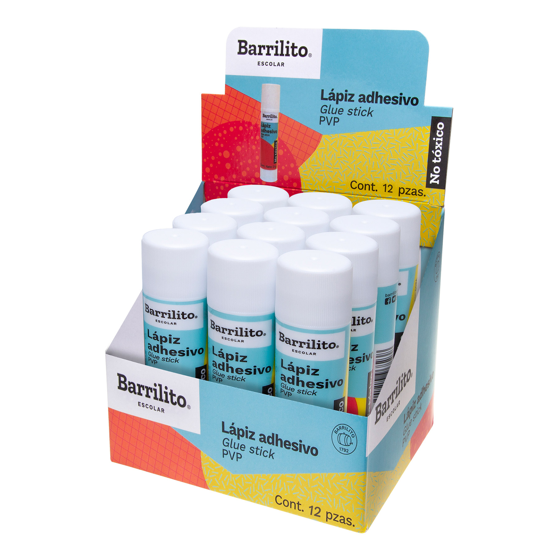 Lápiz Adhesivo Barrilito 36 g. con 12 piezas