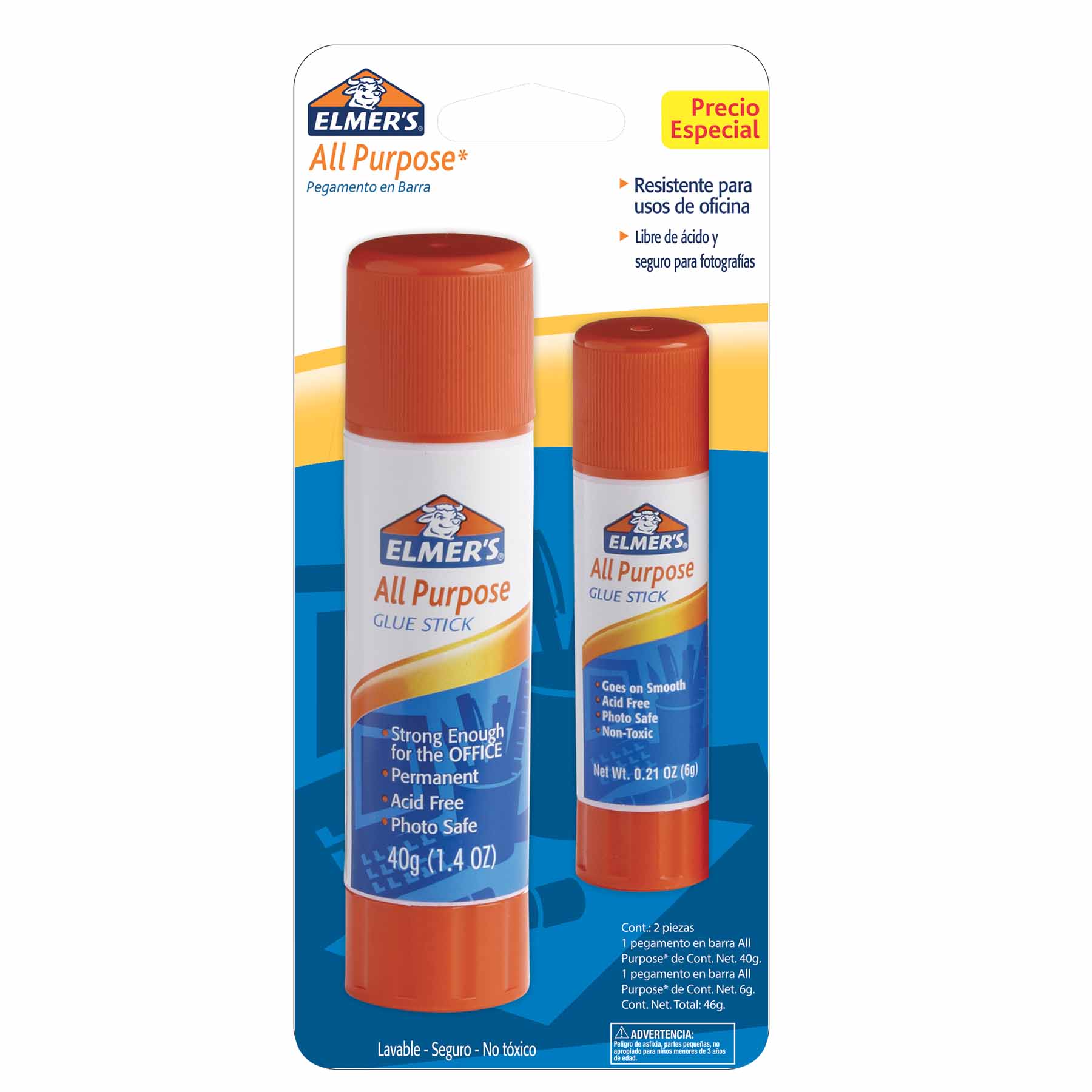 Lápiz Adhesivo Elmer's 40 g + 6 g. Bl/2