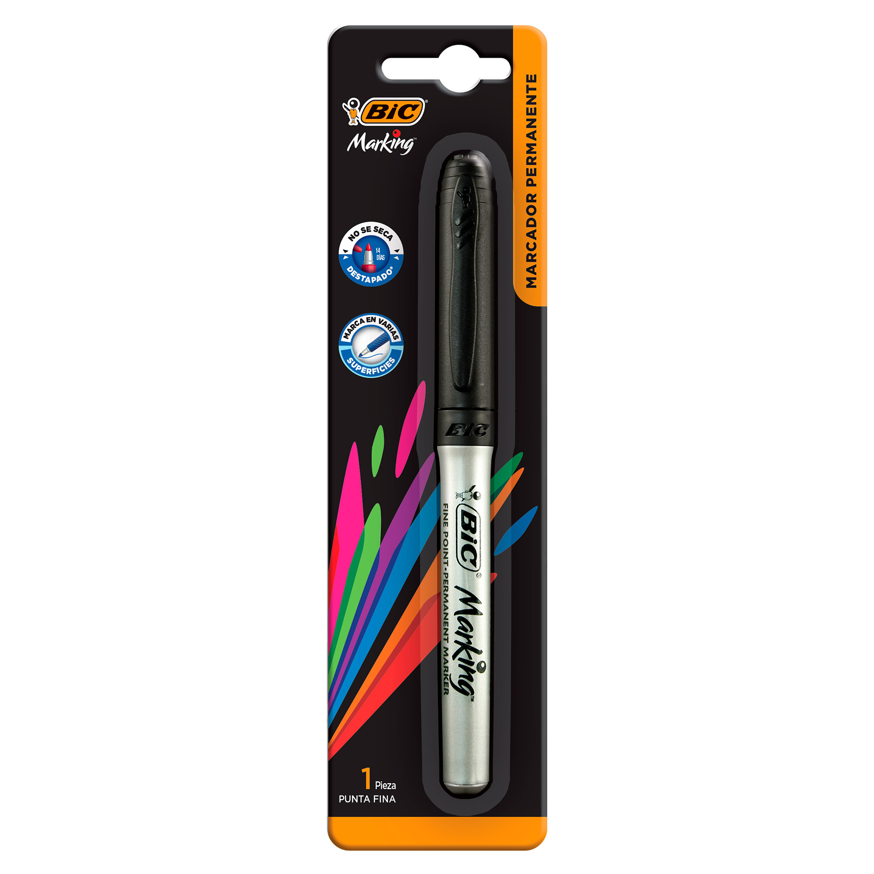Marcador Permanente Bic Marking Grip Bl/1 Negro, Punto Fino