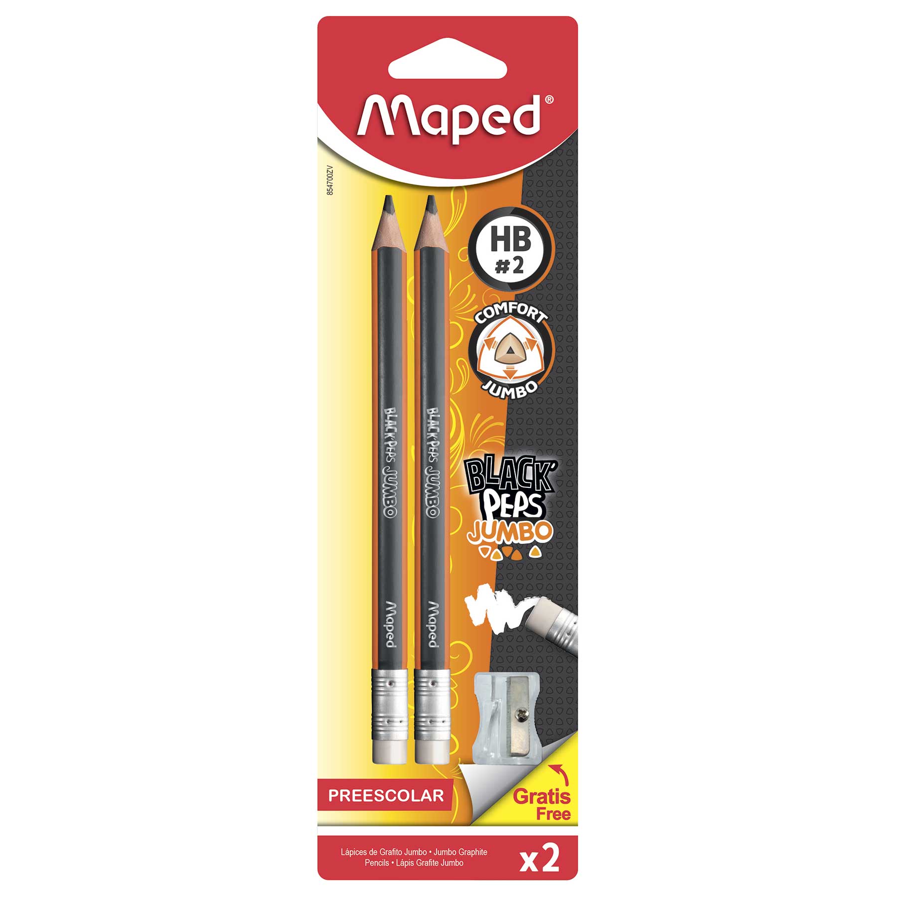 Lápiz de Grafito Entrenador #2 Maped Black Peps Bl/2
