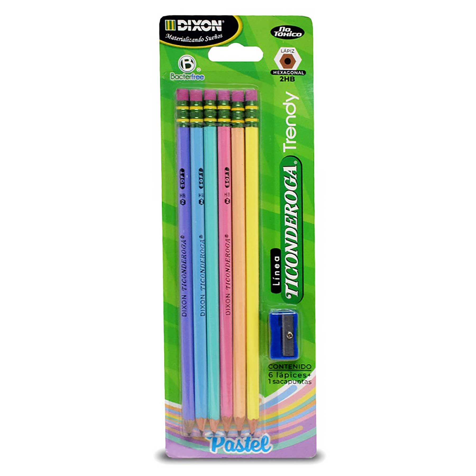 Lápiz de Grafito #2 Ticonderoga Pastel Hexagonal Bl/6