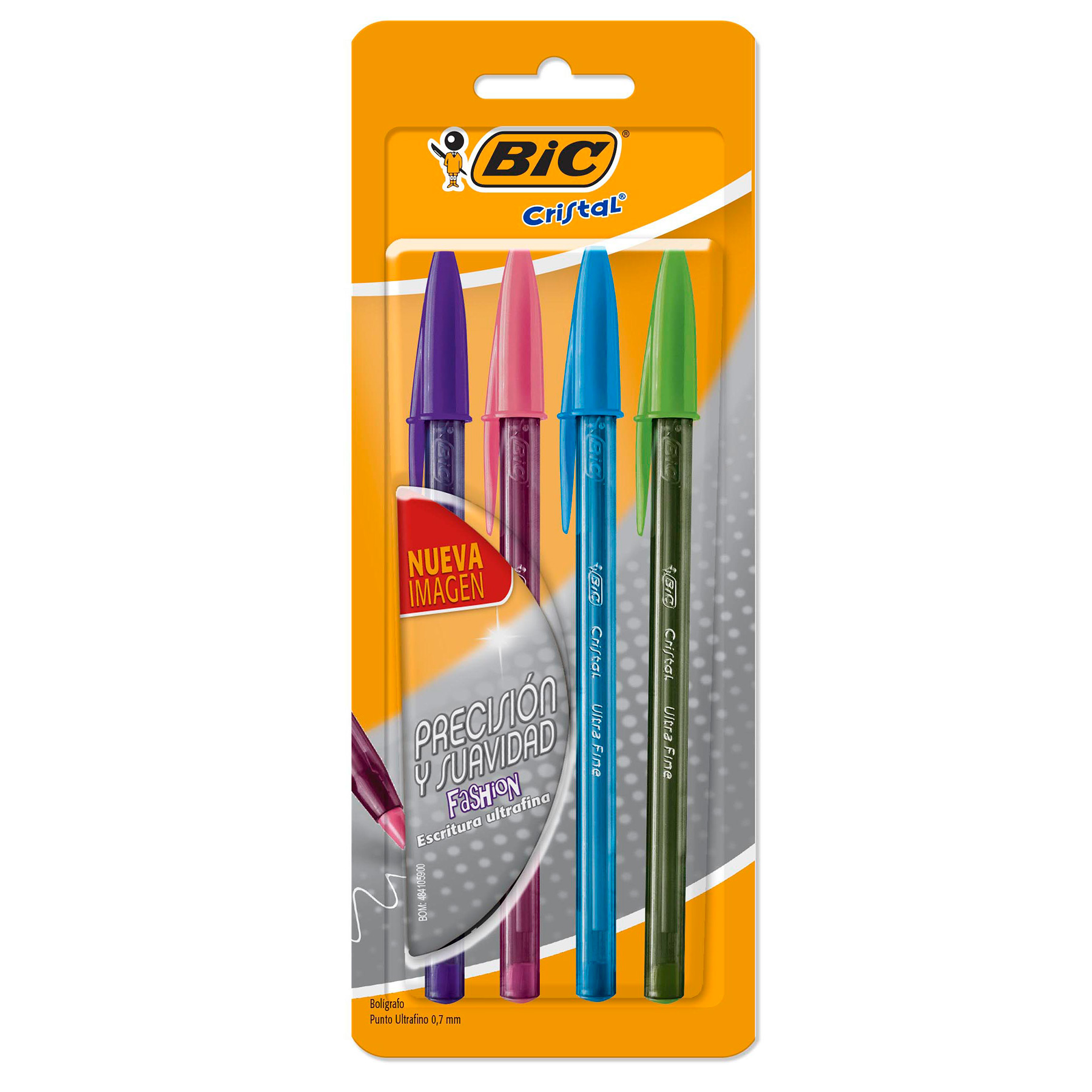 Bolígrafo Punto Fino 0.7 mm Bic Precisión y Suavidad Bl/4 Fashion