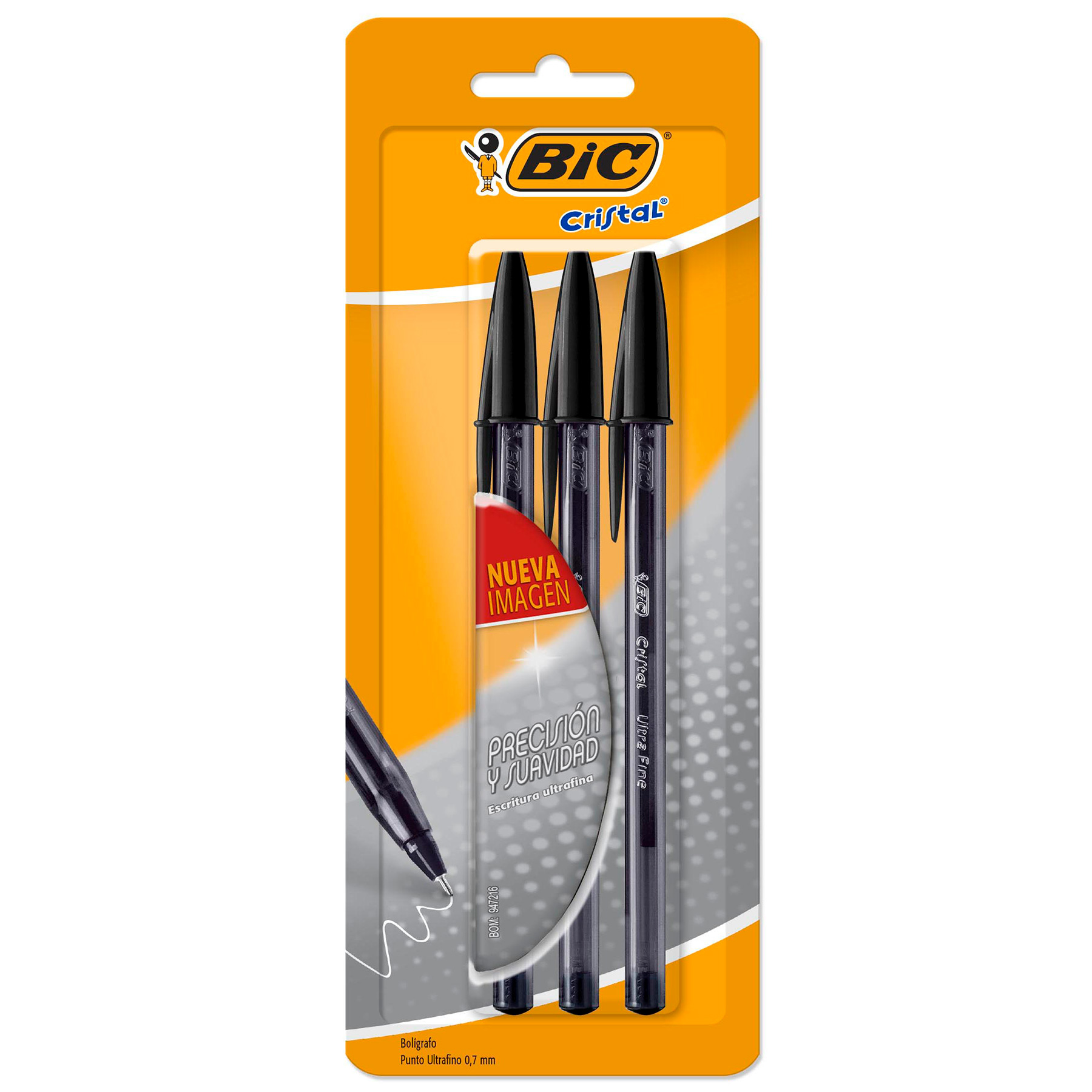 Boligrafo Punto Fino 0.7 mm Bic Precisión y Suavidad Bl/3 Negro