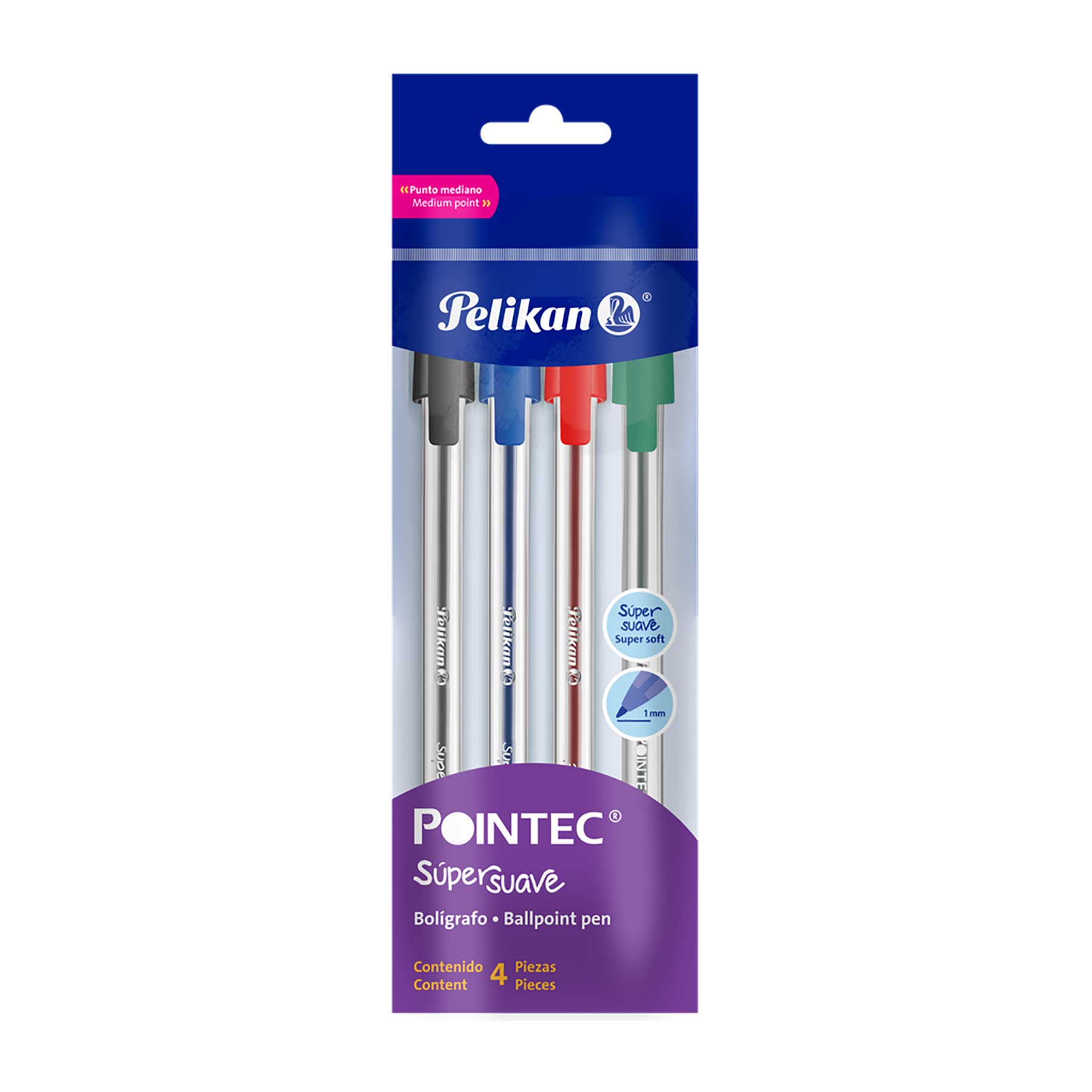 Bolígrafo Punto Mediano 1.0 mm Pelikan Pointec Bl/4