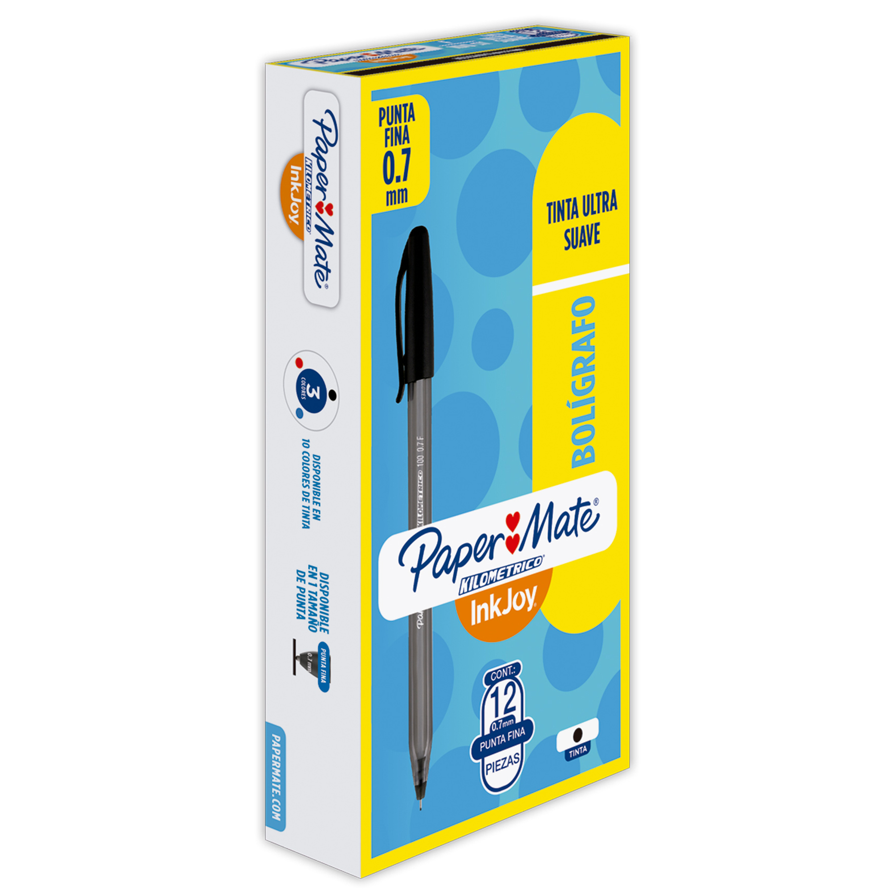 Bolígrafo Punto Fino 0.7 mm Paper Mate Kilometrico 100 Negro