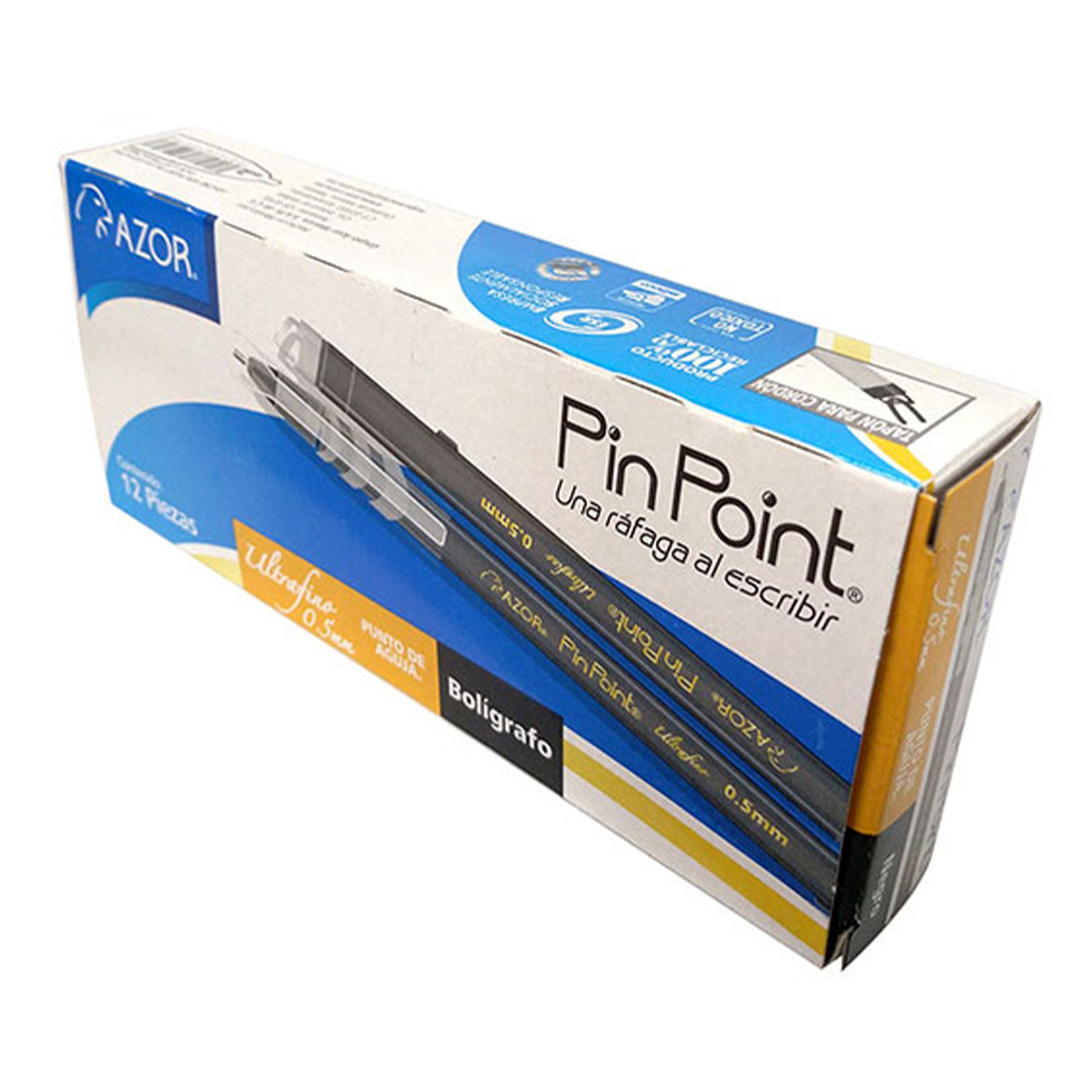 Bolígrafo Punto Ultrafino 0.5 mm Azor Pin Point C/12 Negro