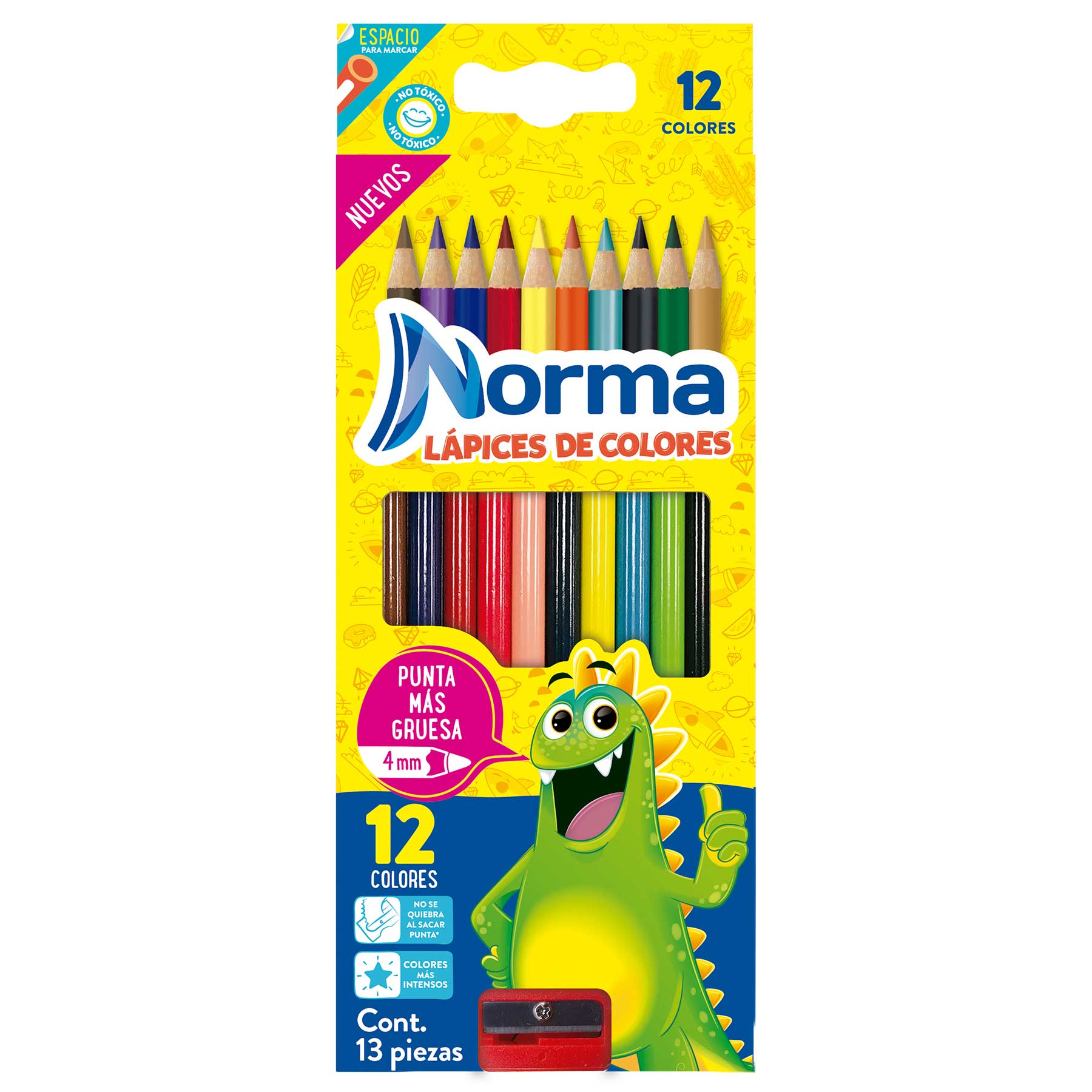 Lápices de Colores Norma Redondos Mina Gruesa 4 mm C/12