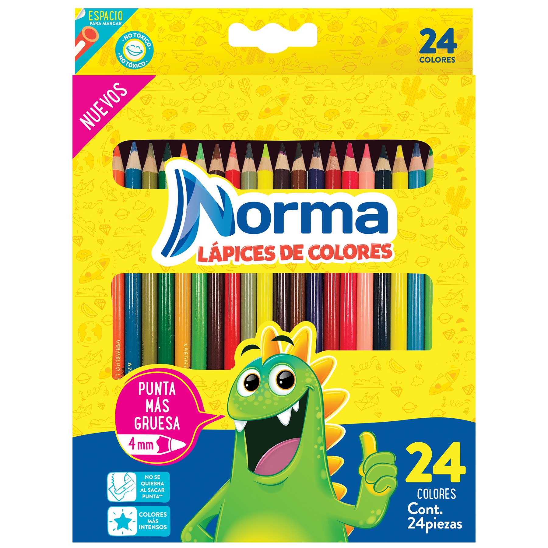 Lápices de Colores Norma Mina Gruesa 4 mm Redondos C/24