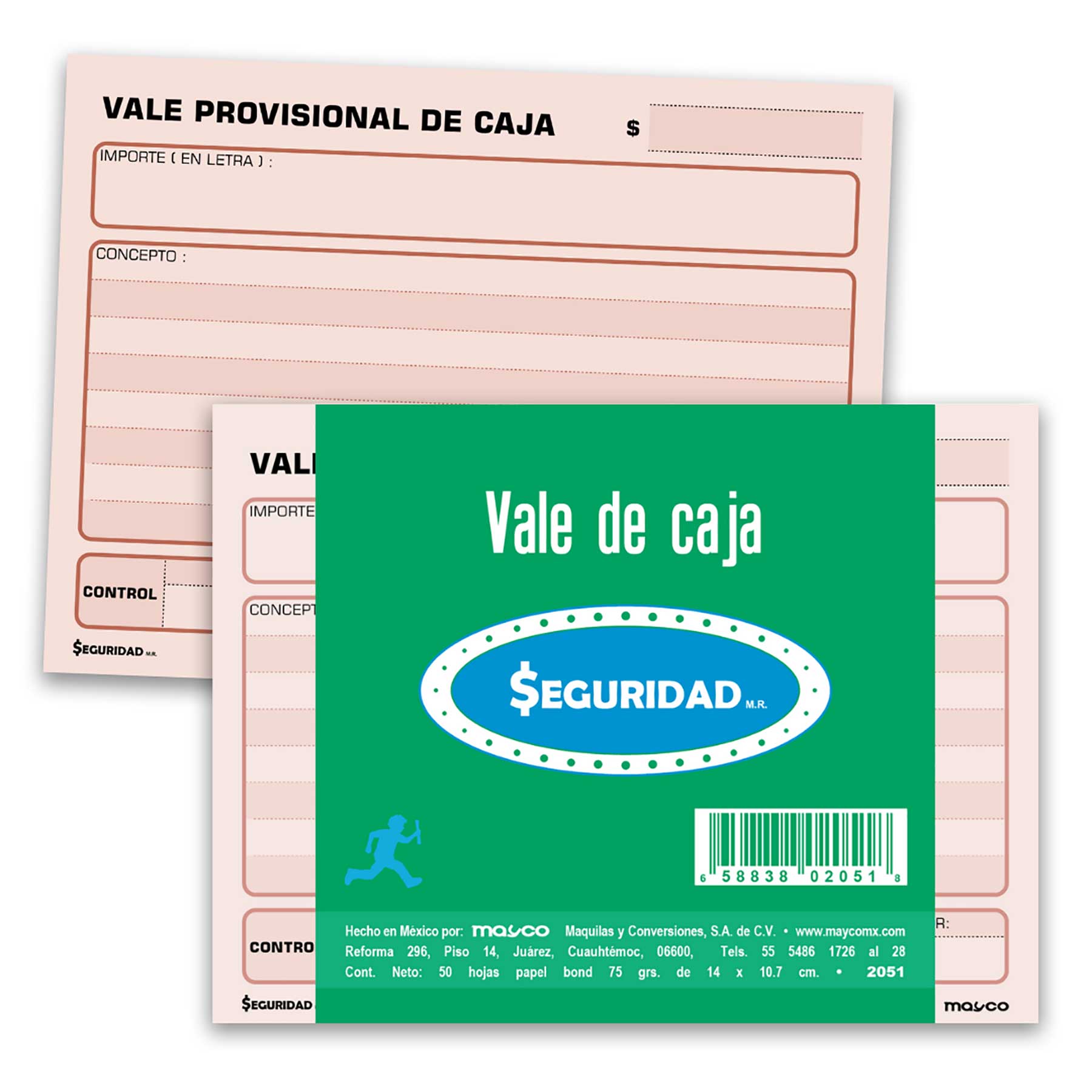 Vale Provisional de Caja Mayco 2051 1/4 Carta 50 h. C/3 Blocks