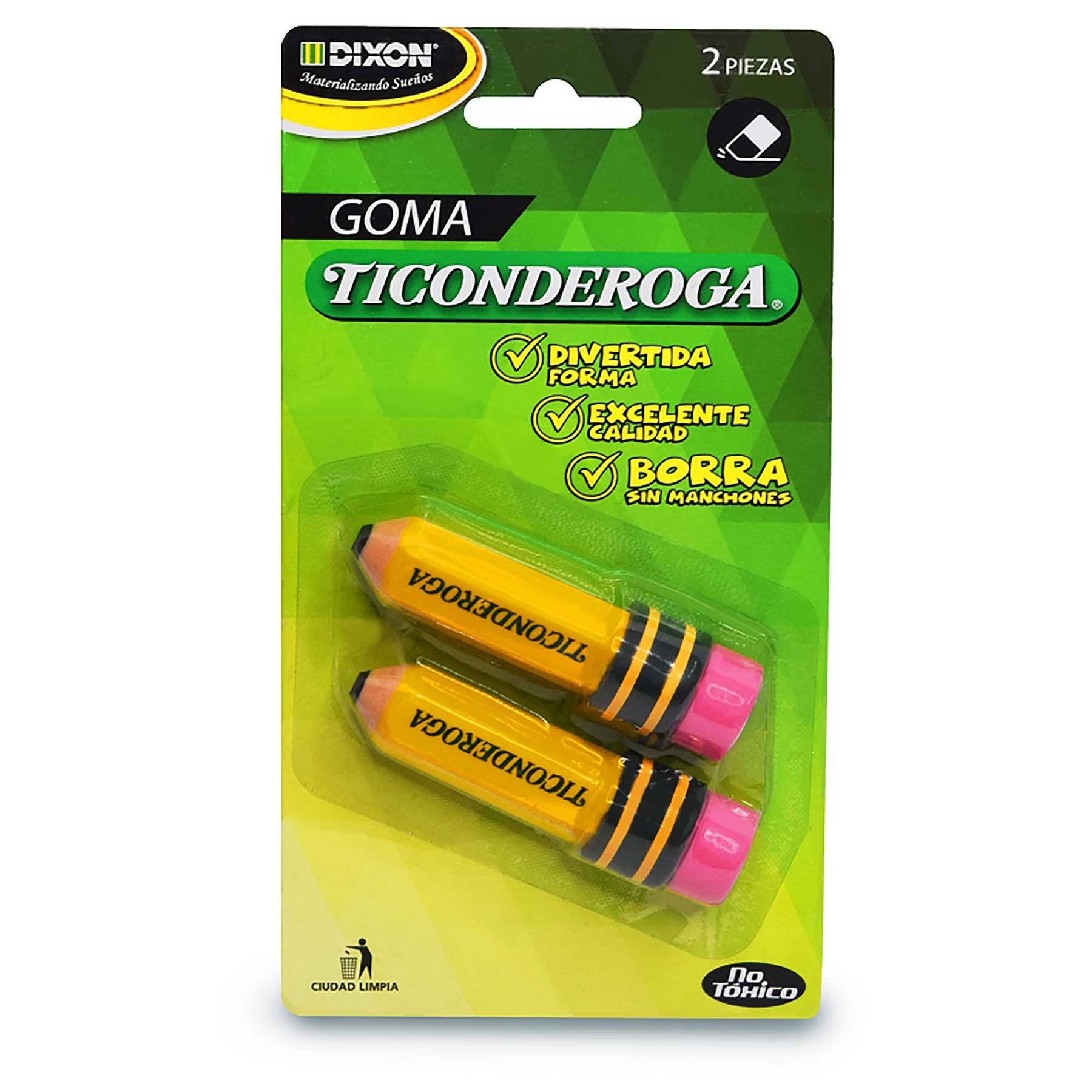 Borrador Figura Ticonderoga Bl/2 Lápiz Amarillo
