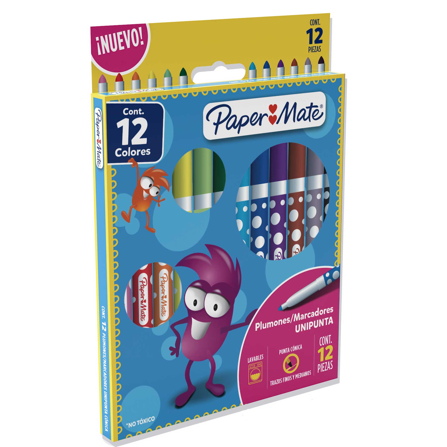 Plumones Paper Mate C/12 Lavables