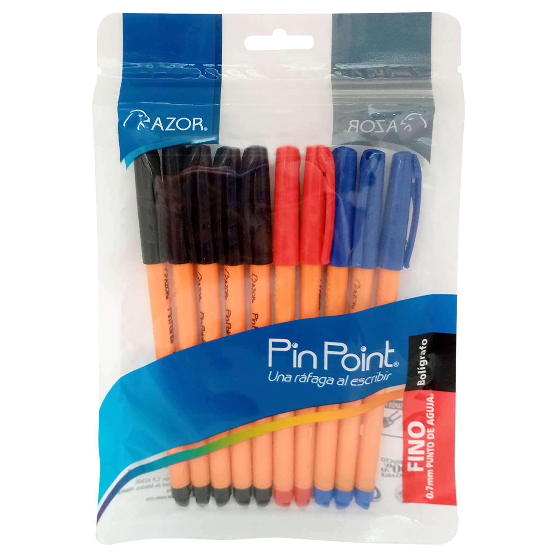 Bolígrafo Punto Fino 0.7 mm Azor Pin Point Bl/10 Surtidos